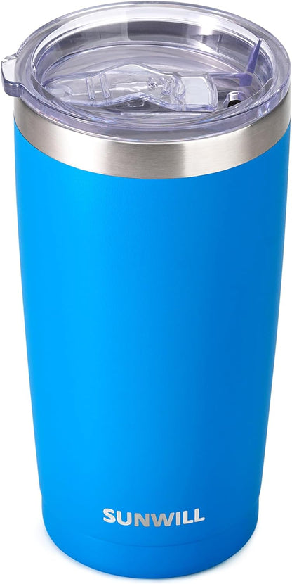 Travel Coffee Tumbler 20 oz, Insulated Mug with Lid, Stainless Steel Cup for Outdoor, Powder Coated Navy