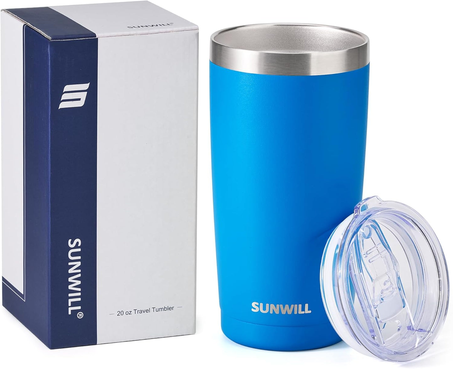 Travel Coffee Tumbler 20 oz, Insulated Mug with Lid, Stainless Steel Cup for Outdoor, Powder Coated Navy