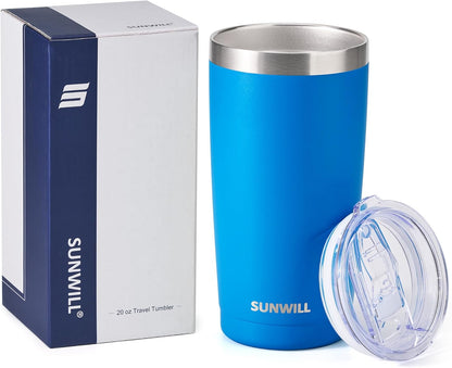 Travel Coffee Tumbler 20 oz, Insulated Mug with Lid, Stainless Steel Cup for Outdoor, Powder Coated Navy