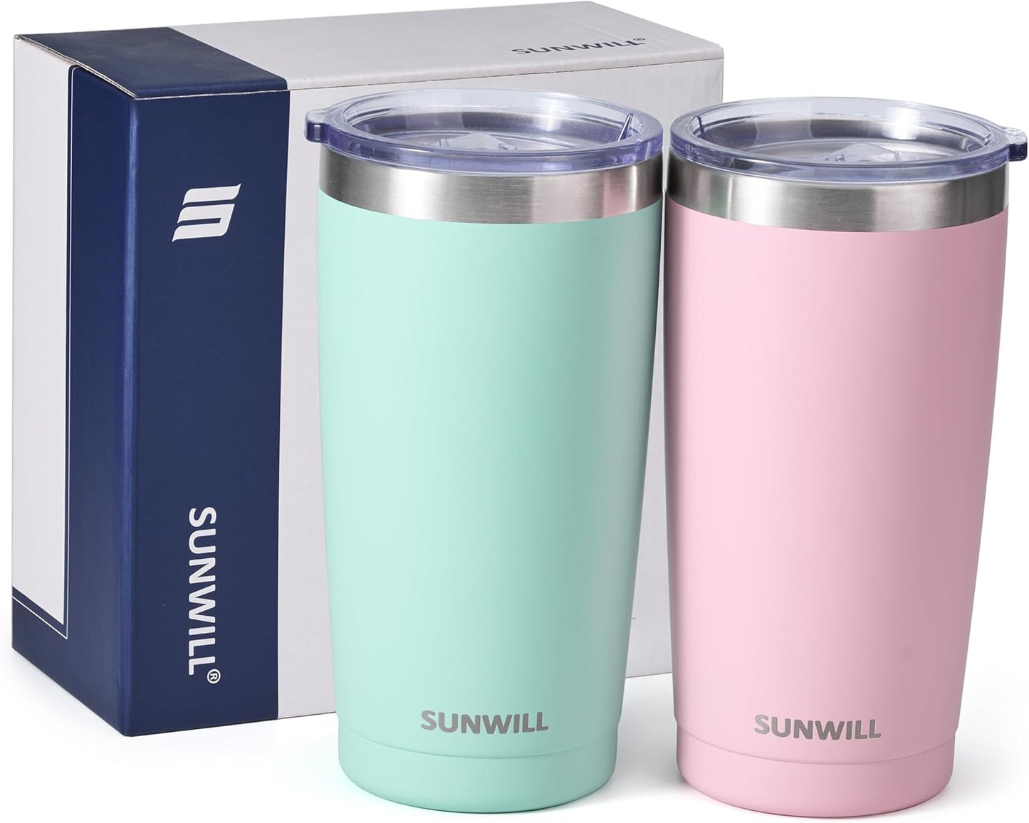 Travel Coffee Tumbler 20 oz, Insulated Mug with Lid, Stainless Steel Cup for Outdoor, Powder Coated Navy