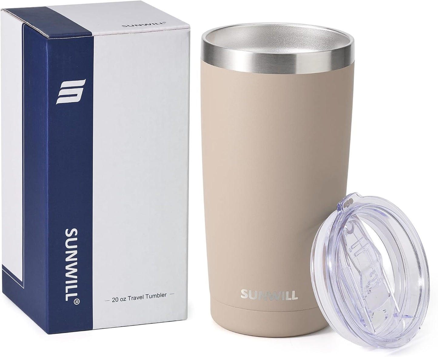 Travel Coffee Tumbler 20 oz, Insulated Mug with Lid, Stainless Steel Cup for Outdoor, Powder Coated Navy