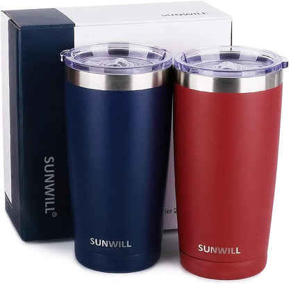 Travel Coffee Tumbler 20 oz, Insulated Mug with Lid, Stainless Steel Cup for Outdoor, Powder Coated Navy