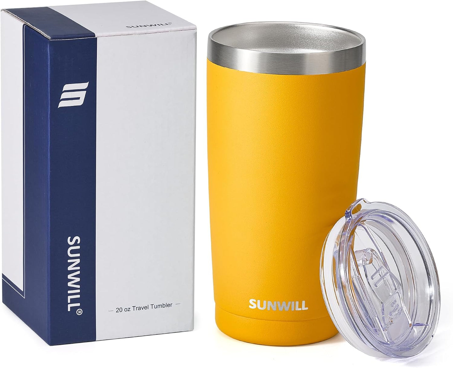 Travel Coffee Tumbler 20 oz, Insulated Mug with Lid, Stainless Steel Cup for Outdoor, Powder Coated Navy