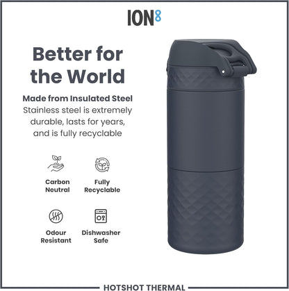 Insulated Travel Mug, 360 ml/12 oz, Leak Proof, Triple Lock Secure, Spill-Free in Transit, Hygienic Cover, Easy-to-Clean, Perfect On-The-Go, Cream, Stainless Steel