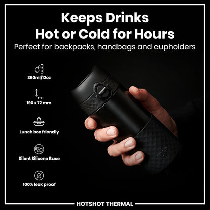 Insulated Travel Mug, 360 ml/12 oz, Leak Proof, Triple Lock Secure, Spill-Free in Transit, Hygienic Cover, Easy-to-Clean, Perfect On-The-Go, Cream, Stainless Steel