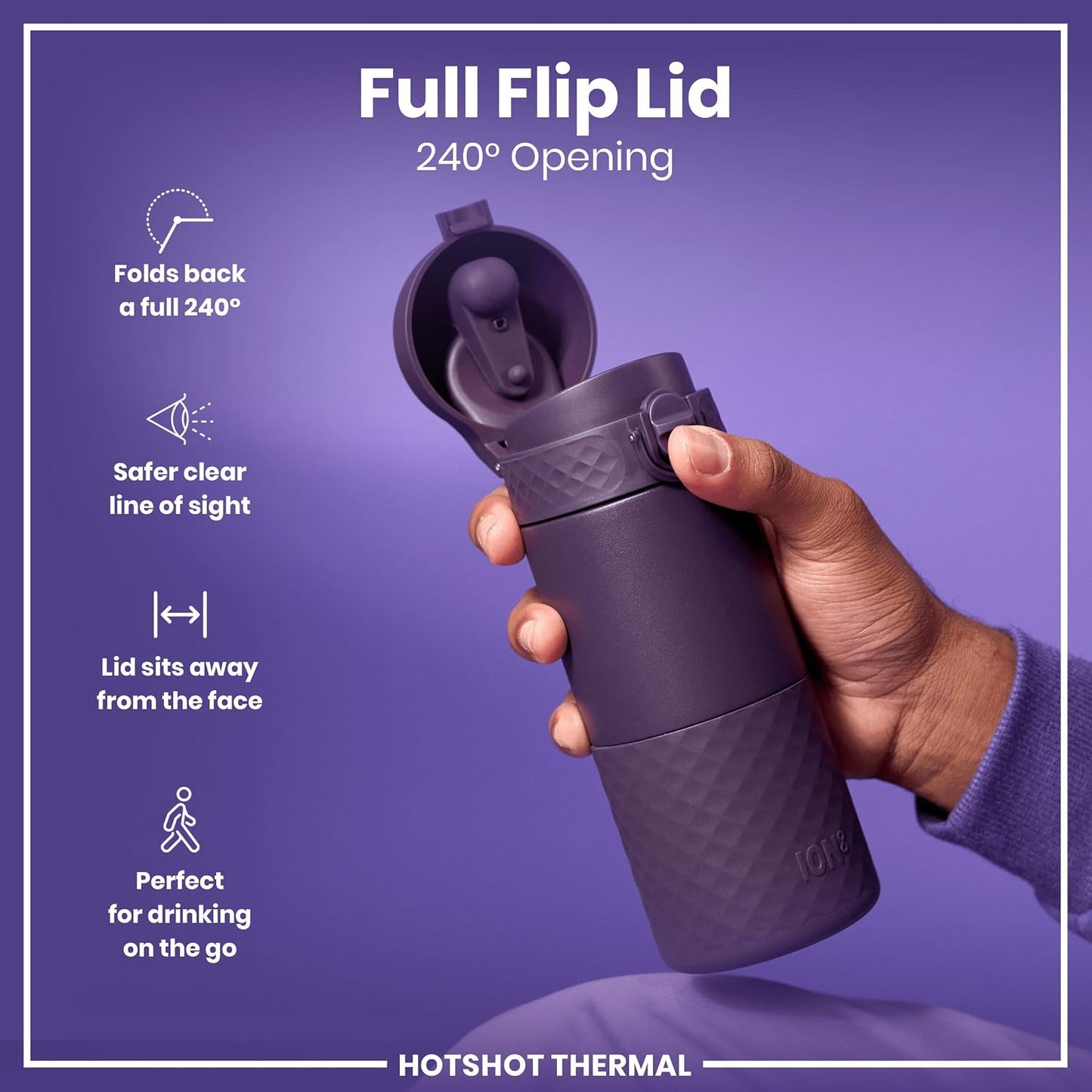 Insulated Travel Mug, 360 ml/12 oz, Leak Proof, Triple Lock Secure, Spill-Free in Transit, Hygienic Cover, Easy-to-Clean, Perfect On-The-Go, Cream, Stainless Steel