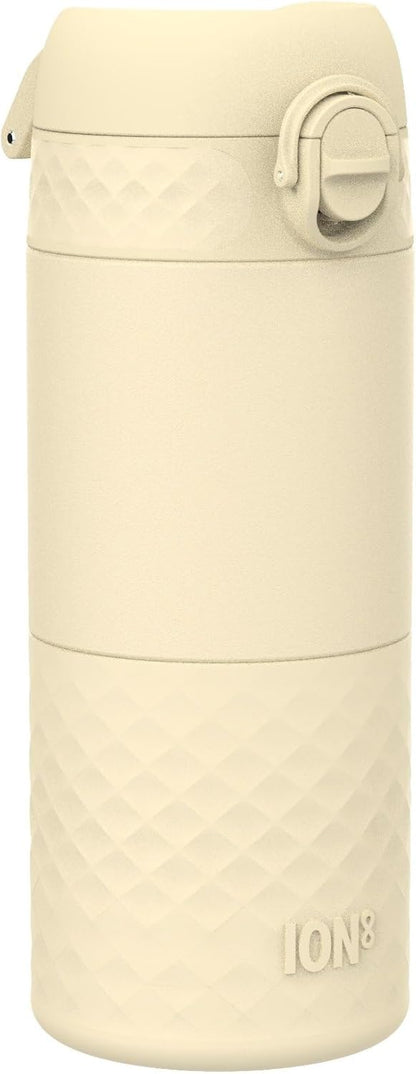 Insulated Travel Mug, 360 ml/12 oz, Leak Proof, Triple Lock Secure, Spill-Free in Transit, Hygienic Cover, Easy-to-Clean, Perfect On-The-Go, Cream, Stainless Steel