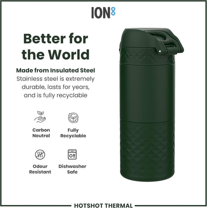 Insulated Travel Mug, 360 ml/12 oz, Leak Proof, Triple Lock Secure, Spill-Free in Transit, Hygienic Cover, Easy-to-Clean, Perfect On-The-Go, Cream, Stainless Steel