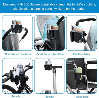 Stroller Cup Holder, Cup Holder for Walker Bike Wheelchair