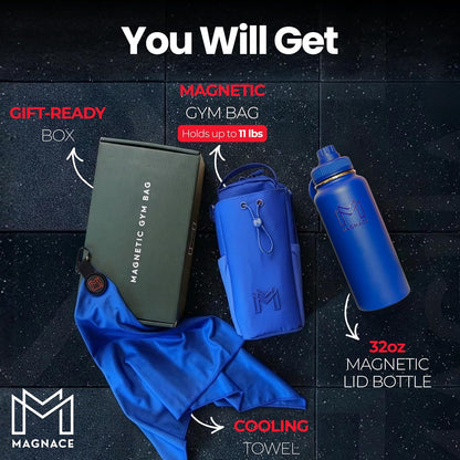 Small Magnetic Gym Bag Bundle, Water Bottle Holder, Sling Bag for Men Women