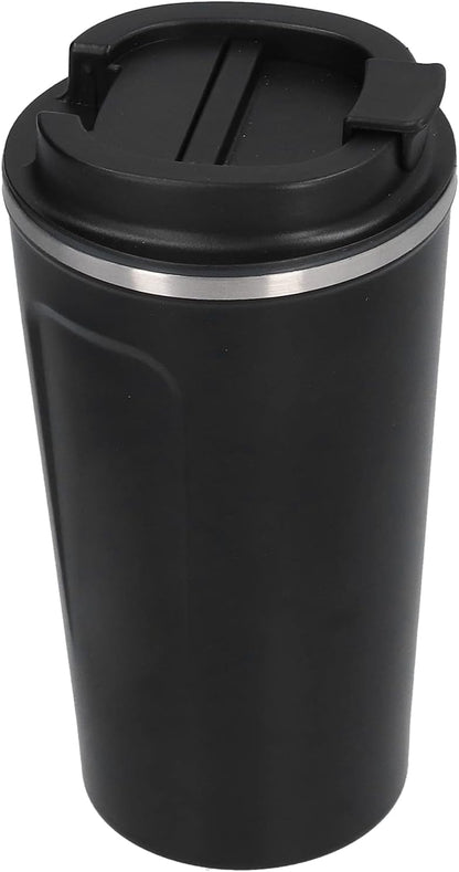 Luqeeg 510ml Coffee Mug, Double Wall Stainless Steel Travel Cup, Spill Proof Flip Lid Cup with Insulated Design, Ideal for Car, Office, Camping, Hiking & Outdoor Activities