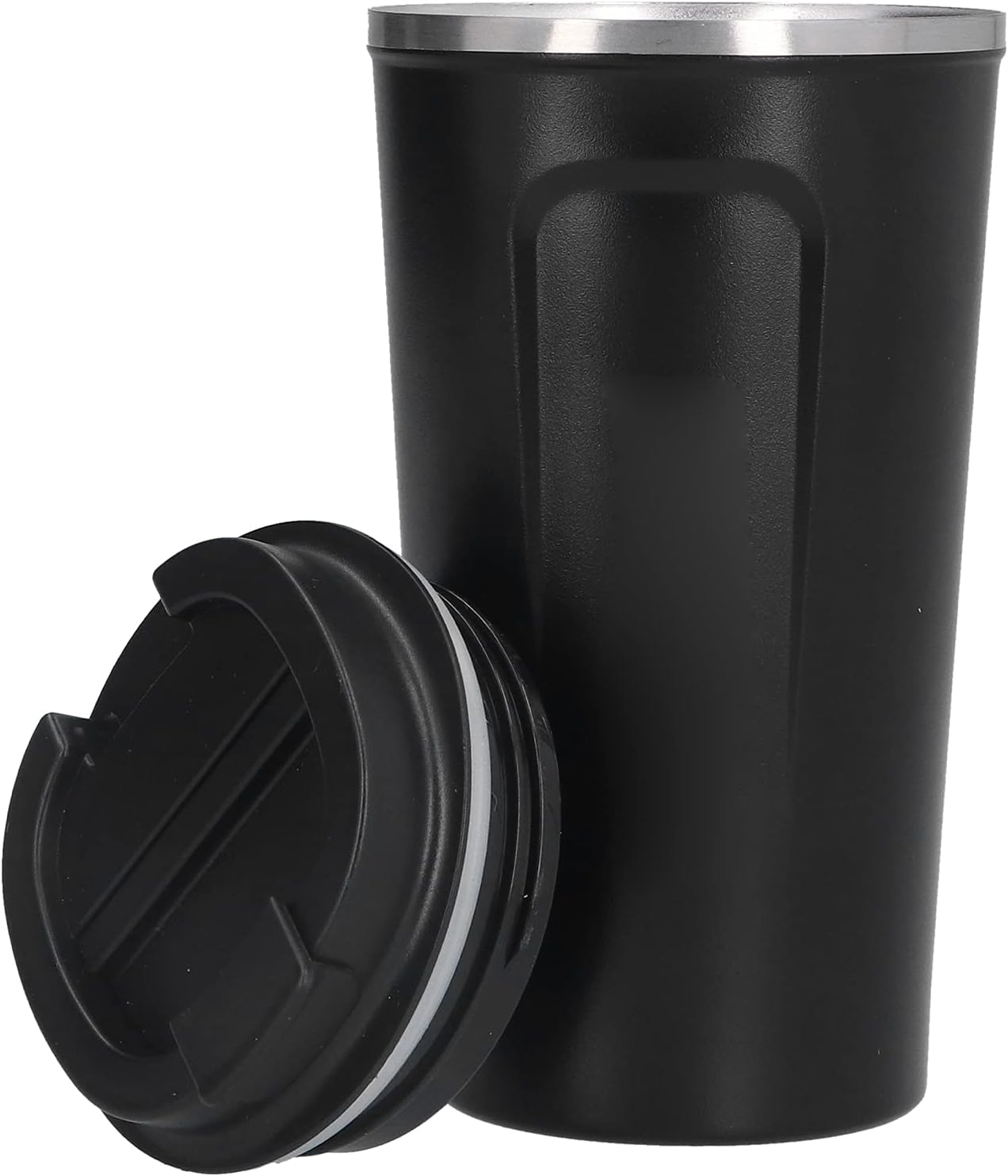 Luqeeg 510ml Coffee Mug, Double Wall Stainless Steel Travel Cup, Spill Proof Flip Lid Cup with Insulated Design, Ideal for Car, Office, Camping, Hiking & Outdoor Activities