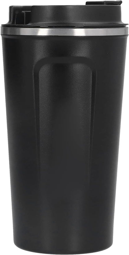 Luqeeg 510ml Coffee Mug, Double Wall Stainless Steel Travel Cup, Spill Proof Flip Lid Cup with Insulated Design, Ideal for Car, Office, Camping, Hiking & Outdoor Activities