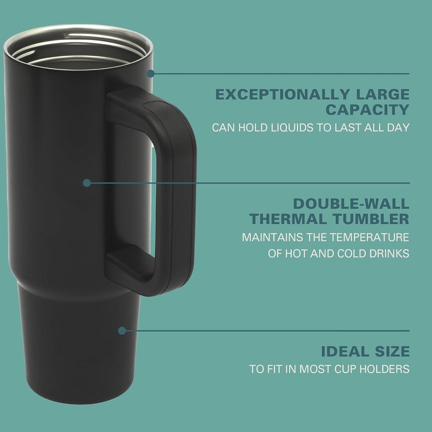 Gibson Home Marina 29-Ounce Stainless Steel Travel Tumbler with Carry Handle and Lid, Double Wall Insulated Mug, Leak-Resistant, Fits Car Cup Holder, Matte White