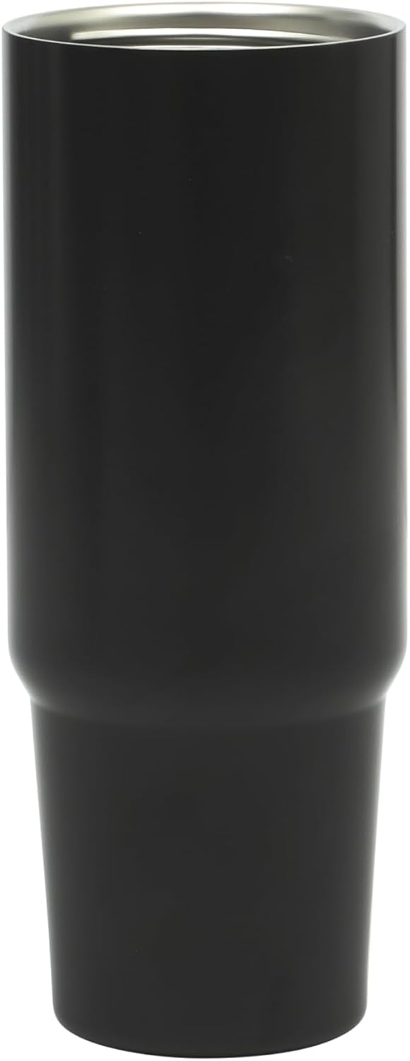 Gibson Home Marina 29-Ounce Stainless Steel Travel Tumbler with Carry Handle and Lid, Double Wall Insulated Mug, Leak-Resistant, Fits Car Cup Holder, Matte White