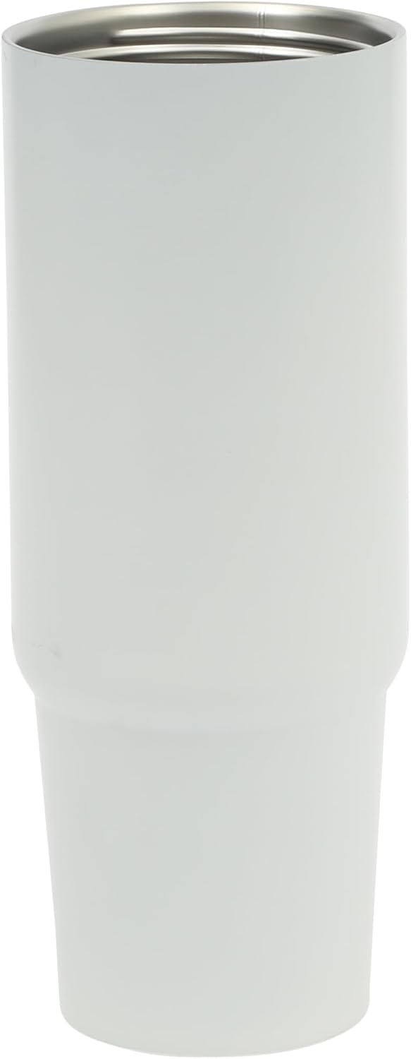 Gibson Home Marina 29-Ounce Stainless Steel Travel Tumbler with Carry Handle and Lid, Double Wall Insulated Mug, Leak-Resistant, Fits Car Cup Holder, Matte White