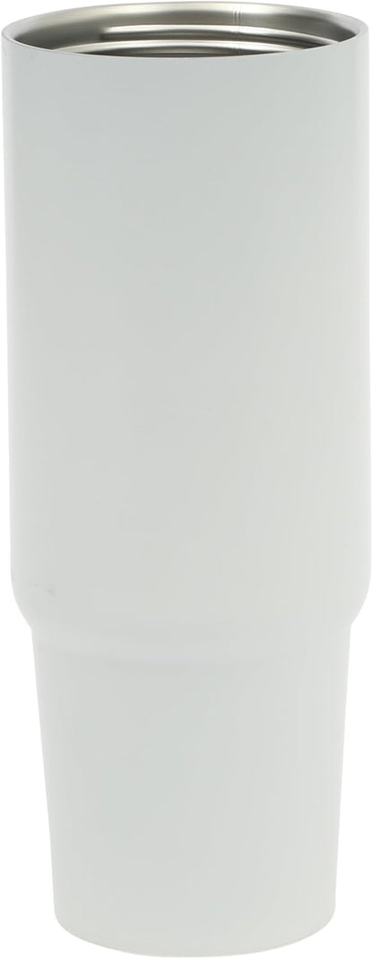 Gibson Home Marina 29-Ounce Stainless Steel Travel Tumbler with Carry Handle and Lid, Double Wall Insulated Mug, Leak-Resistant, Fits Car Cup Holder, Matte White