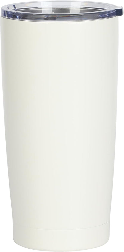 Gibson Home Marina 29-Ounce Stainless Steel Travel Tumbler with Carry Handle and Lid, Double Wall Insulated Mug, Leak-Resistant, Fits Car Cup Holder, Matte White