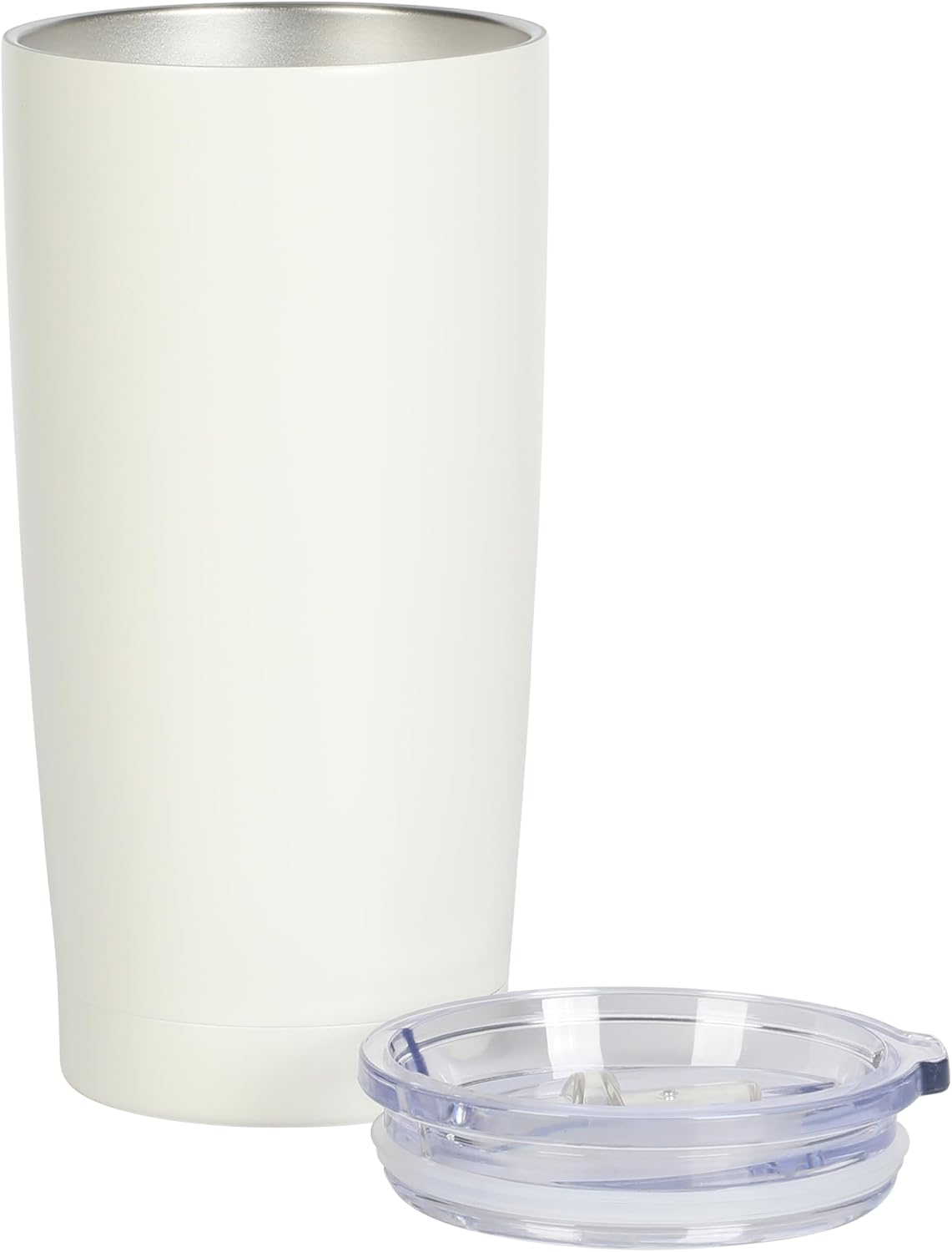 Gibson Home Marina 29-Ounce Stainless Steel Travel Tumbler with Carry Handle and Lid, Double Wall Insulated Mug, Leak-Resistant, Fits Car Cup Holder, Matte White