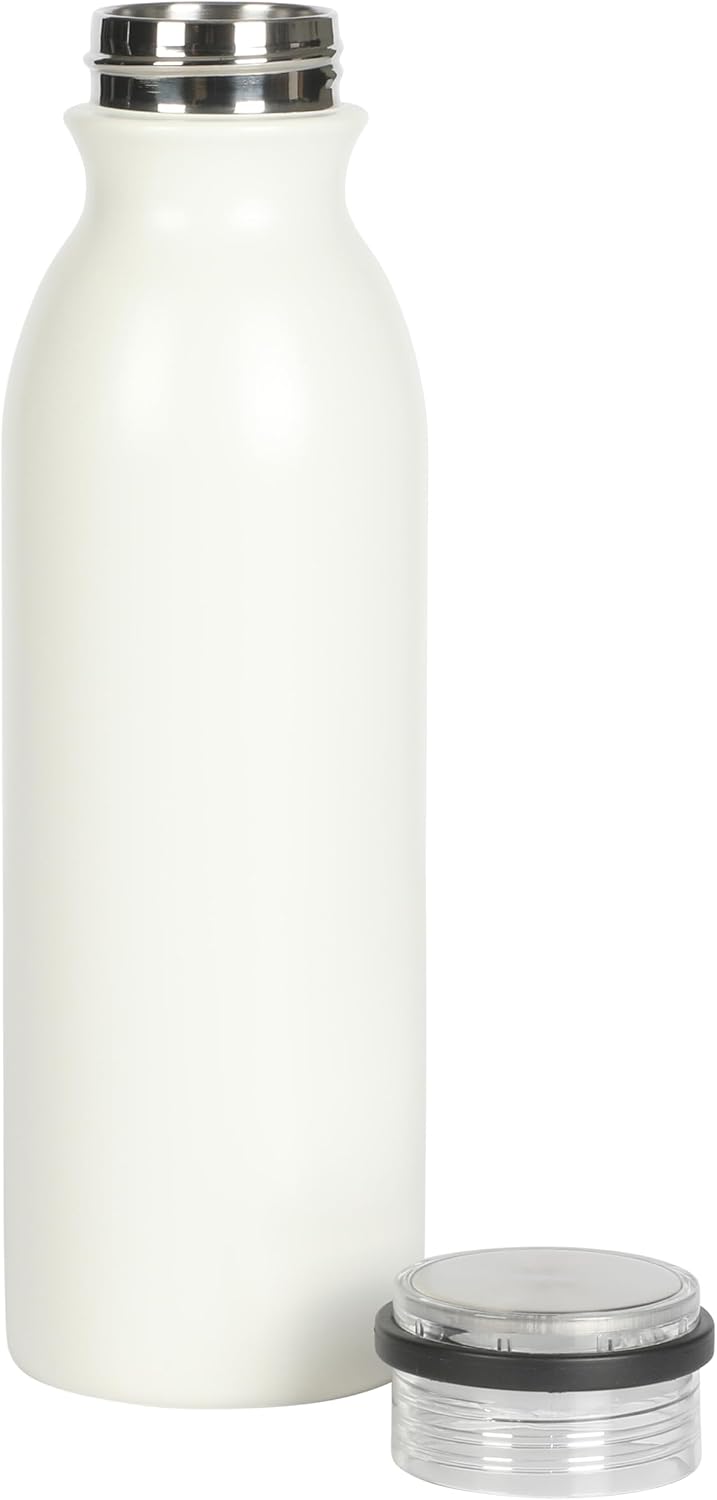 Gibson Home Marina 29-Ounce Stainless Steel Travel Tumbler with Carry Handle and Lid, Double Wall Insulated Mug, Leak-Resistant, Fits Car Cup Holder, Matte White