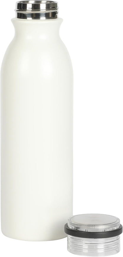 Gibson Home Marina 29-Ounce Stainless Steel Travel Tumbler with Carry Handle and Lid, Double Wall Insulated Mug, Leak-Resistant, Fits Car Cup Holder, Matte White