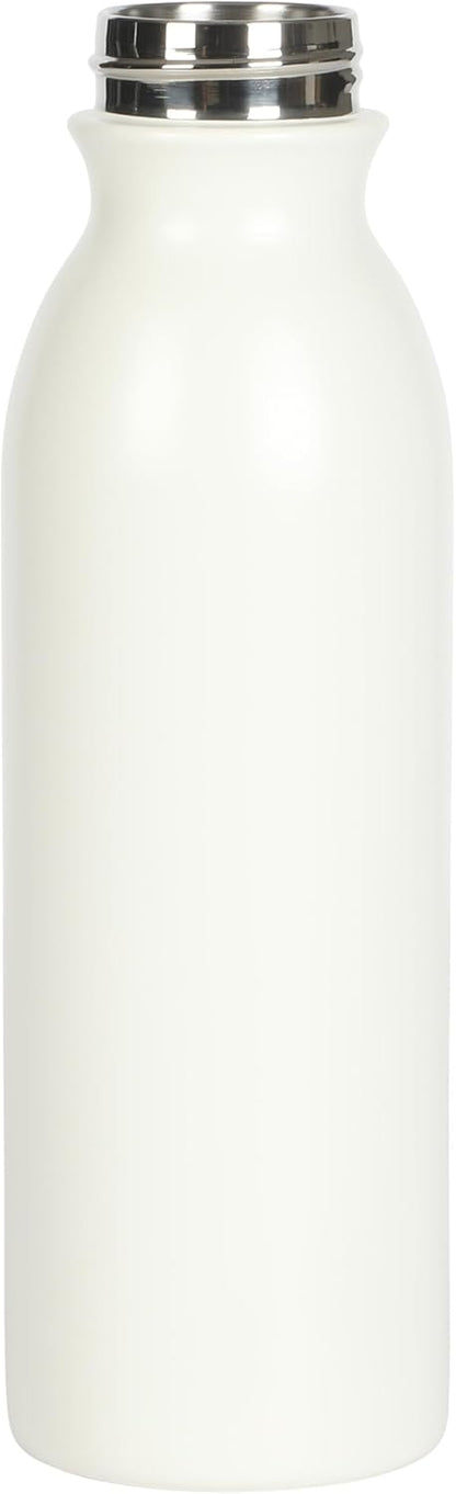 Gibson Home Marina 29-Ounce Stainless Steel Travel Tumbler with Carry Handle and Lid, Double Wall Insulated Mug, Leak-Resistant, Fits Car Cup Holder, Matte White