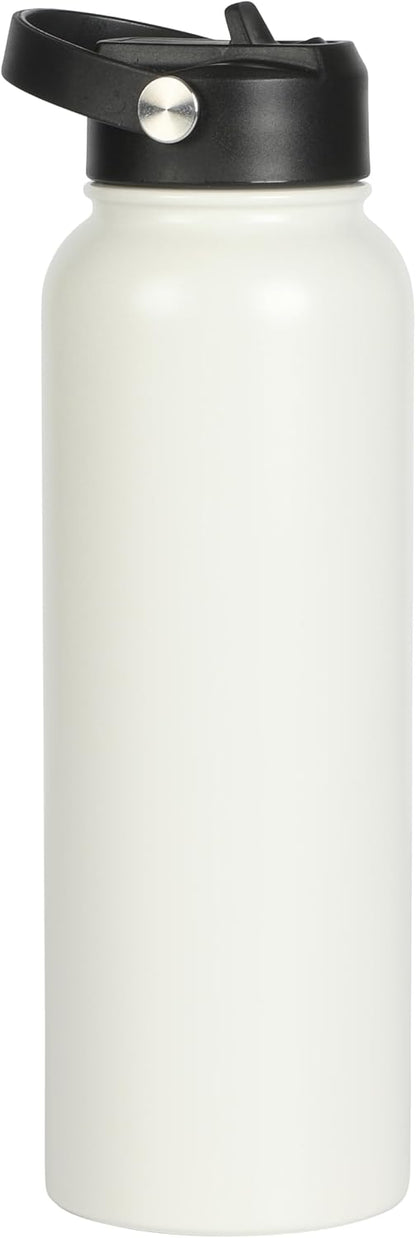Gibson Home Marina 29-Ounce Stainless Steel Travel Tumbler with Carry Handle and Lid, Double Wall Insulated Mug, Leak-Resistant, Fits Car Cup Holder, Matte White