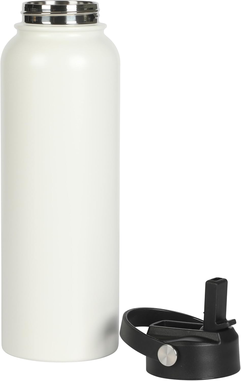 Gibson Home Marina 29-Ounce Stainless Steel Travel Tumbler with Carry Handle and Lid, Double Wall Insulated Mug, Leak-Resistant, Fits Car Cup Holder, Matte White