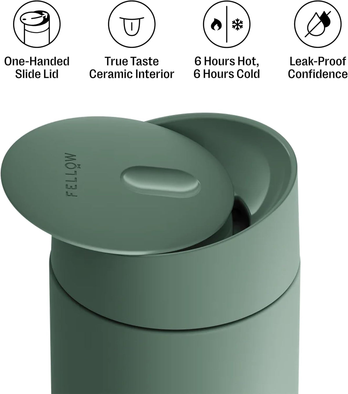 Carter Slide 16 oz Ceramic Lined Travel Coffee Mug, Matte Black