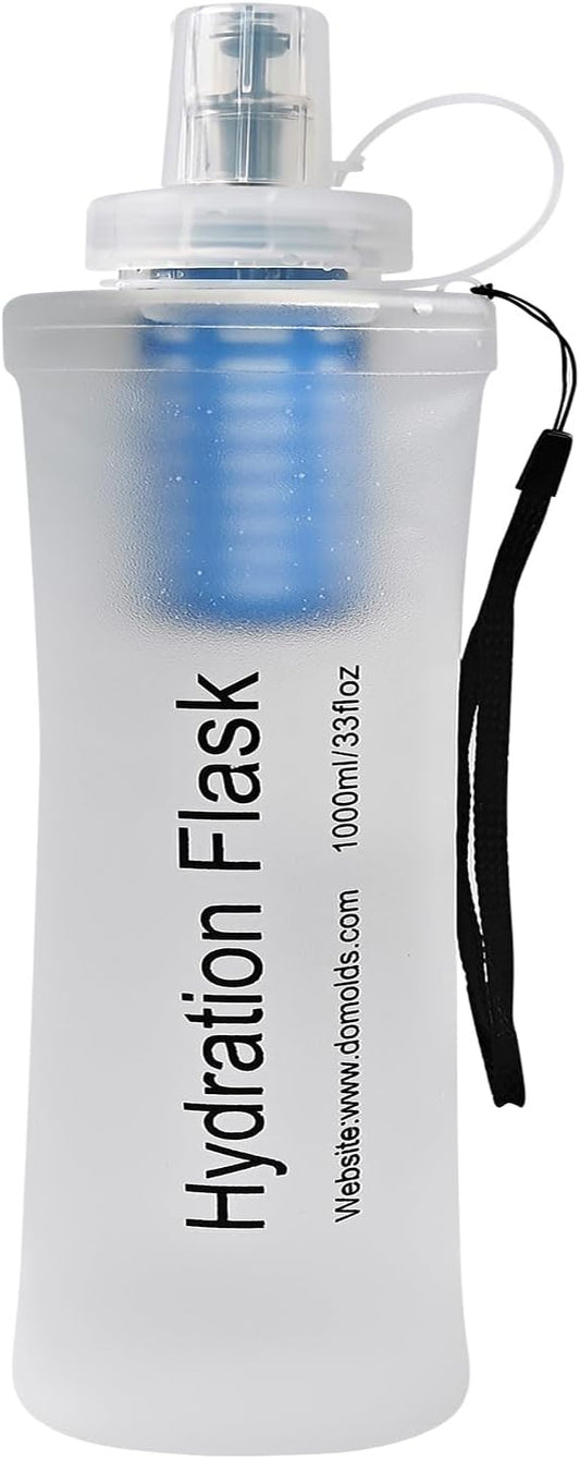 Collapsible Water Bottle with Filter for Travel Hiking Camping 1L