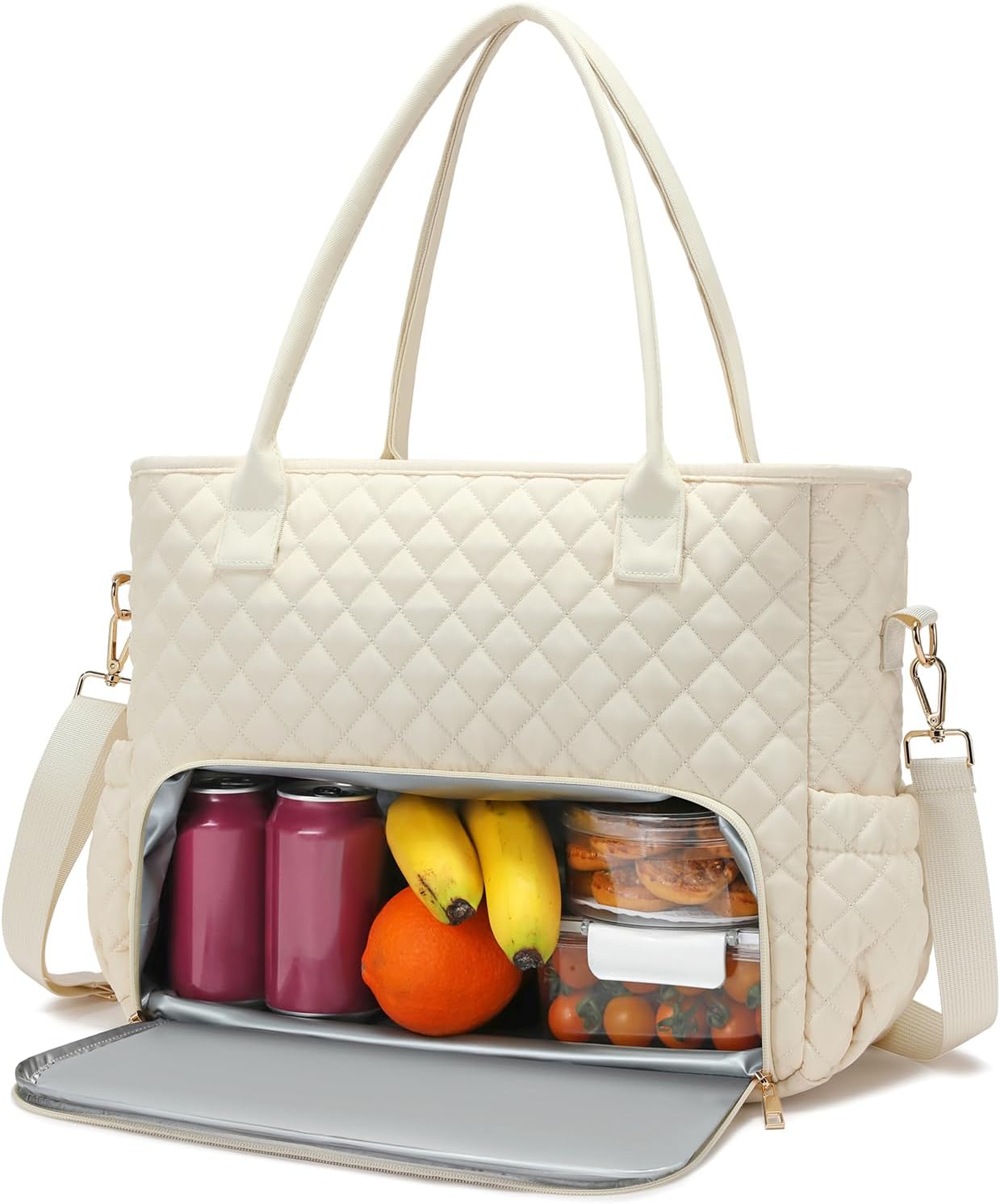 3-in-1 Insulated Lunch & Laptop Work Tote for Women, 15.6-Inch | Durable Lightweight Water-Resistant Quilted Polyester for Office, Teachers, Nurses & Daily Commutes, with 7 Organized Pockets
