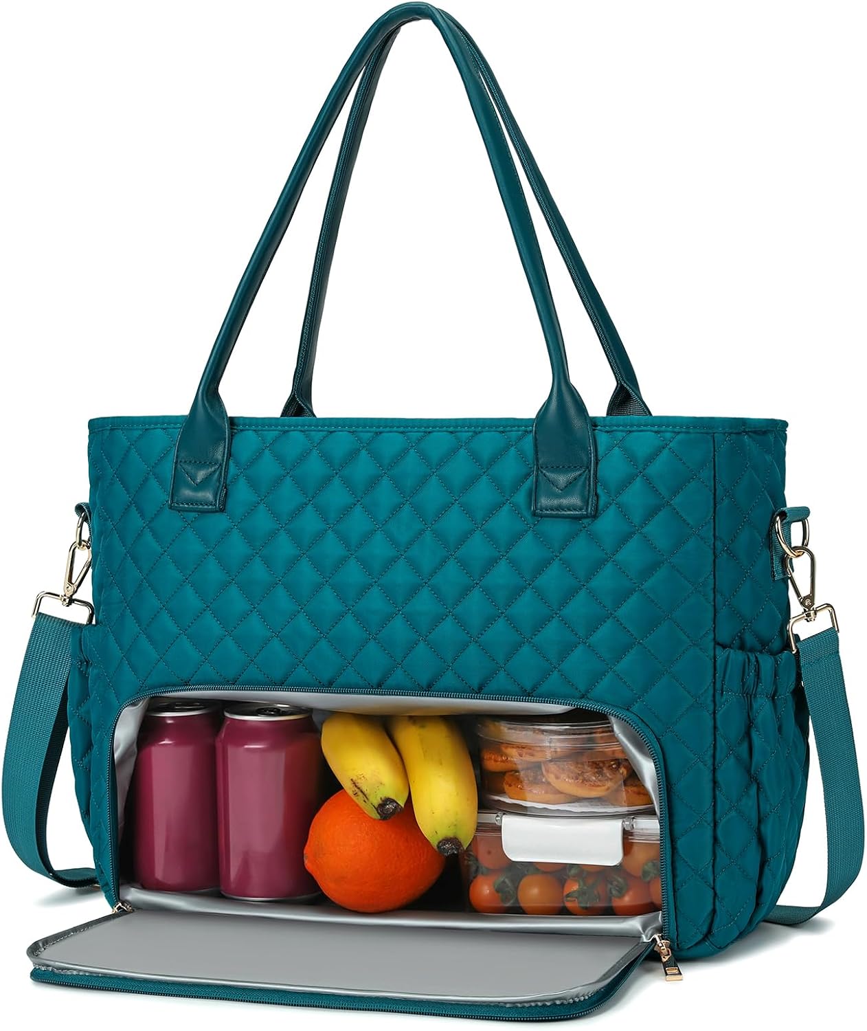 3-in-1 Insulated Lunch & Laptop Work Tote for Women, 15.6-Inch | Durable Lightweight Water-Resistant Quilted Polyester for Office, Teachers, Nurses & Daily Commutes, with 7 Organized Pockets