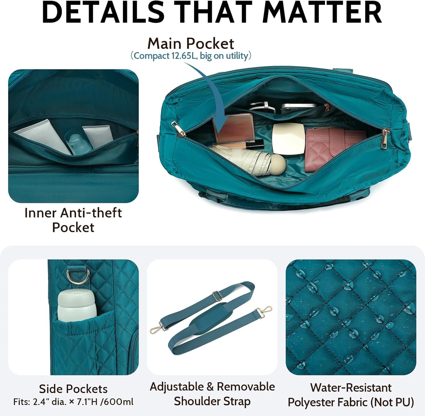 3-in-1 Insulated Lunch & Laptop Work Tote for Women, 15.6-Inch | Durable Lightweight Water-Resistant Quilted Polyester for Office, Teachers, Nurses & Daily Commutes, with 7 Organized Pockets