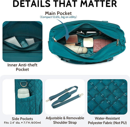 3-in-1 Insulated Lunch & Laptop Work Tote for Women, 15.6-Inch | Durable Lightweight Water-Resistant Quilted Polyester for Office, Teachers, Nurses & Daily Commutes, with 7 Organized Pockets