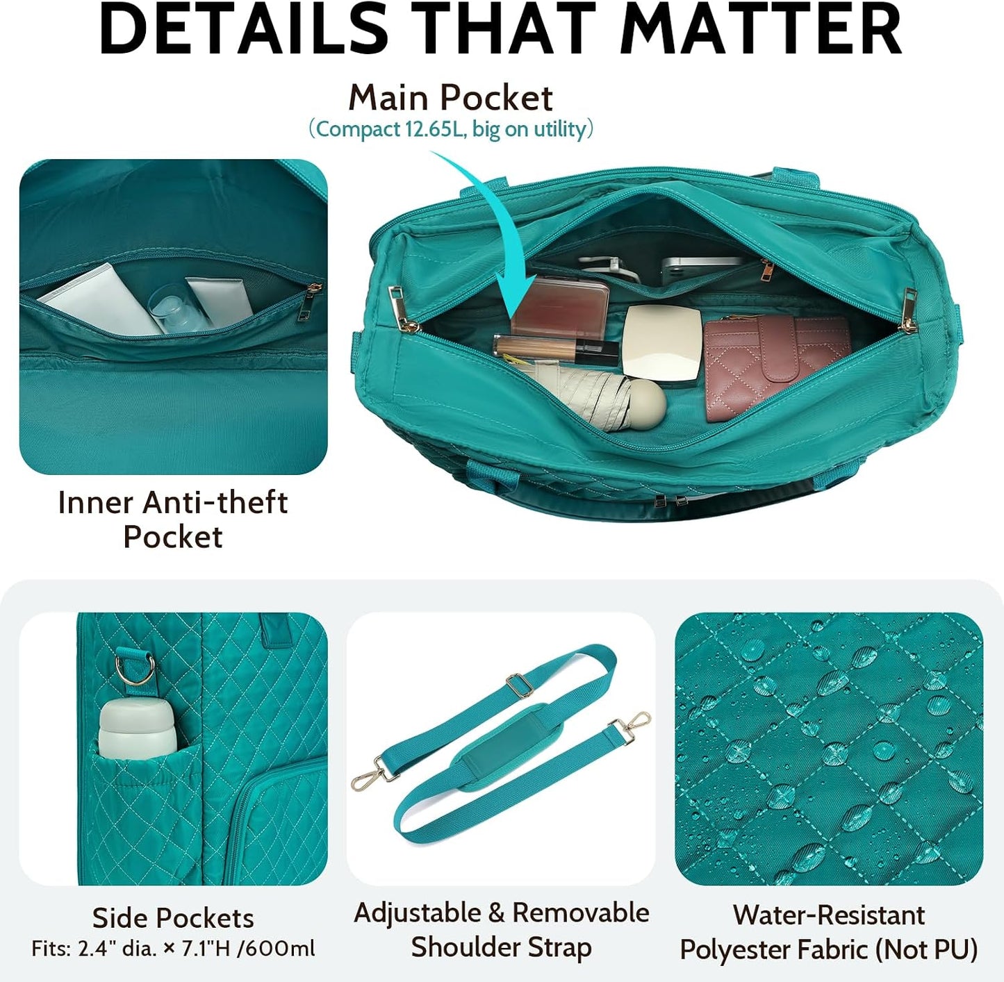 3-in-1 Insulated Lunch & Laptop Work Tote for Women, 15.6-Inch | Durable Lightweight Water-Resistant Quilted Polyester for Office, Teachers, Nurses & Daily Commutes, with 7 Organized Pockets