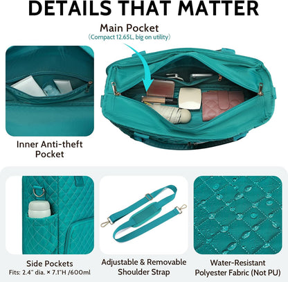 3-in-1 Insulated Lunch & Laptop Work Tote for Women, 15.6-Inch | Durable Lightweight Water-Resistant Quilted Polyester for Office, Teachers, Nurses & Daily Commutes, with 7 Organized Pockets