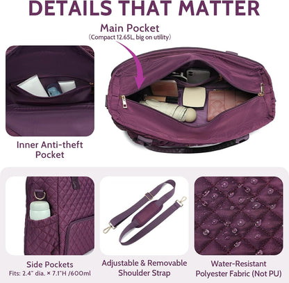 3-in-1 Insulated Lunch & Laptop Work Tote for Women, 15.6-Inch | Durable Lightweight Water-Resistant Quilted Polyester for Office, Teachers, Nurses & Daily Commutes, with 7 Organized Pockets