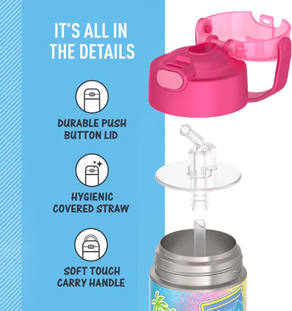 FUNTAINER Water Bottle with Straw, 12oz, Bluey - Colors B