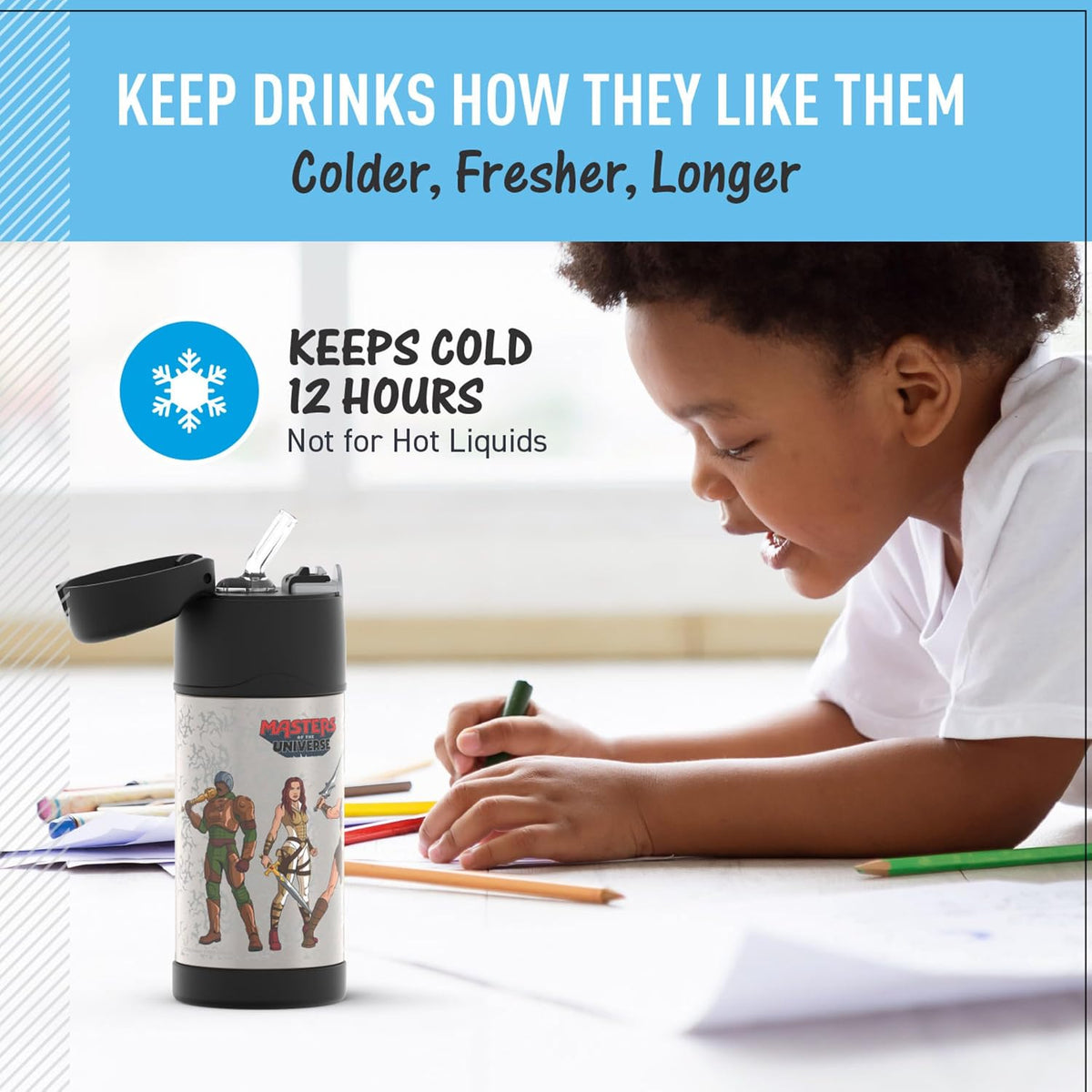 FUNTAINER Water Bottle with Straw, 12oz, Bluey - Colors B
