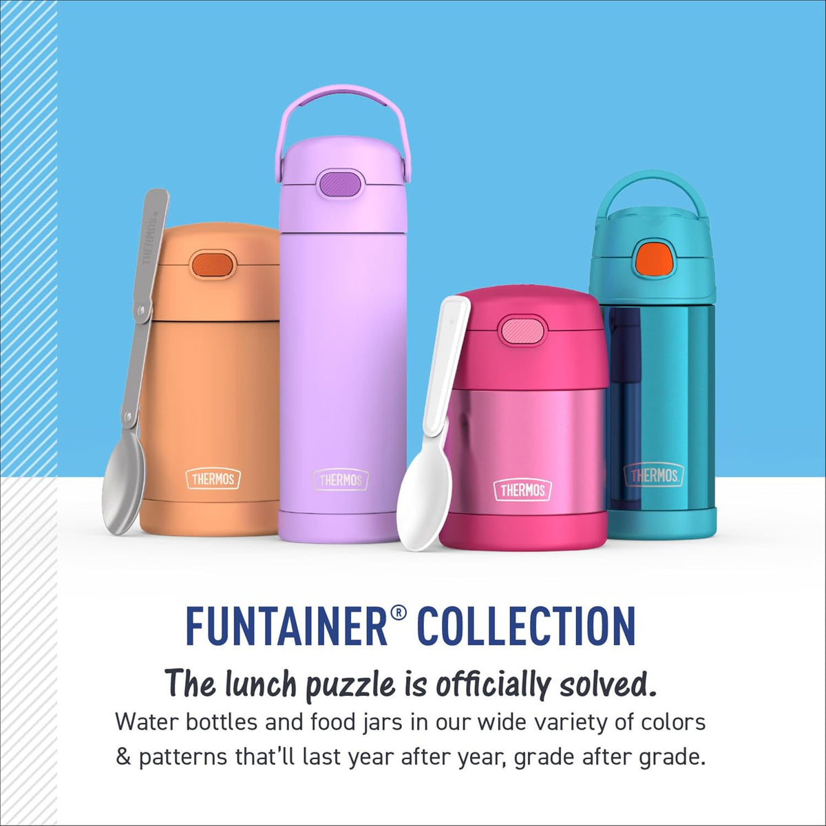 FUNTAINER Water Bottle with Straw, 12oz, Bluey - Colors B