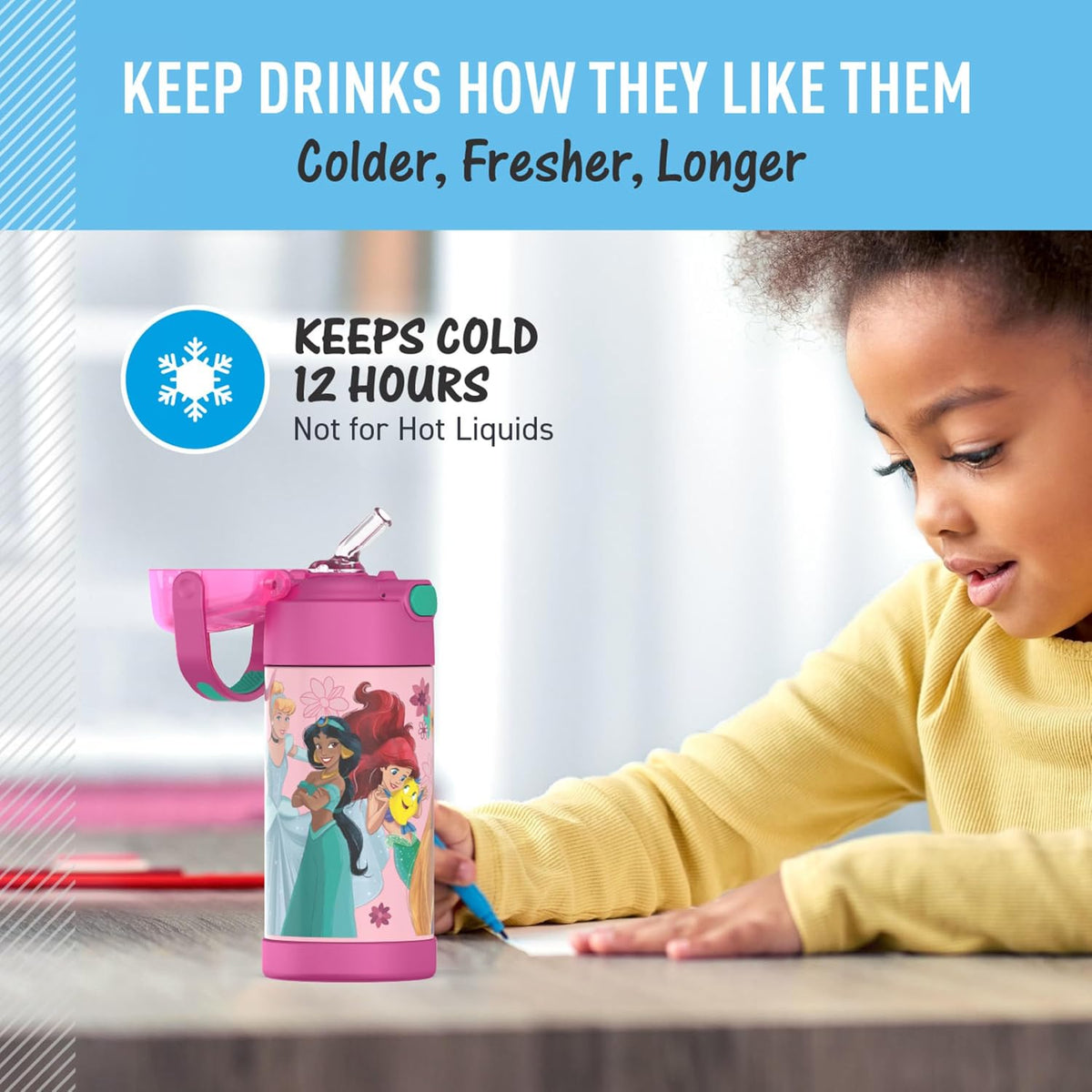 FUNTAINER Water Bottle with Straw, 12oz, Bluey - Colors B