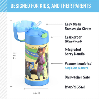 FUNTAINER Water Bottle with Straw, 12oz, Bluey - Colors B