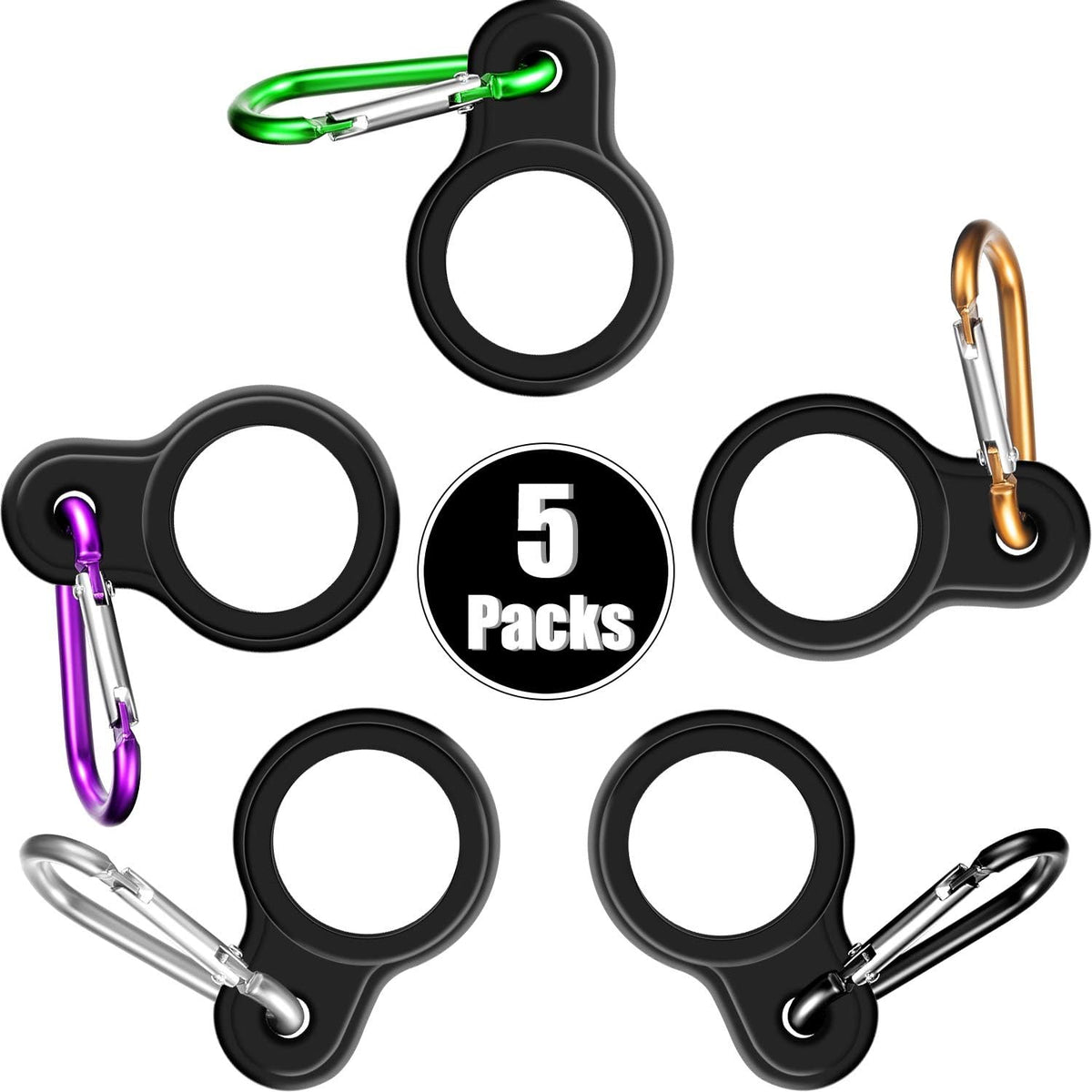 5 Sets Silicone Water Bottle Carrier with Clip