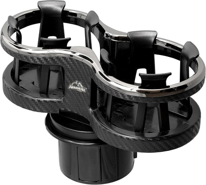 Cupholder 2 in 1 Expander, Turn 1 Cupholder to 2, Dual Drink Holder Expander with Adjustable Expandable Base to Fit Most Cars and Vehicles, Secure Hold with Drink Grips