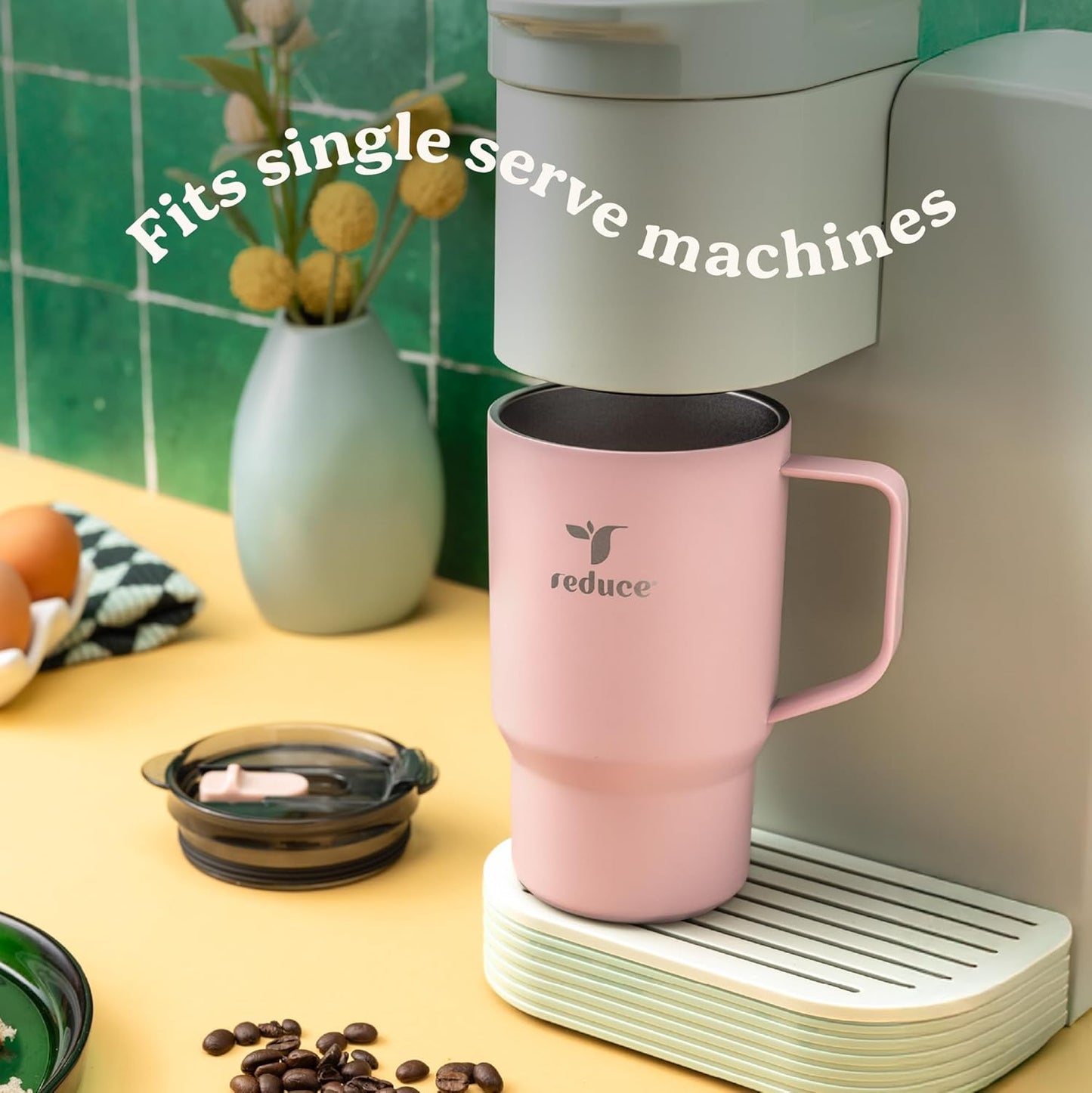 24 oz Hot1 Vacuum Insulated Mug for Hot Tea, Coffee and Other Hot Drinks - With Flo-Motion Lid and Handle, Single-Serve and Cupholder Friendly, Keeps Drinks Hot for up to 8 Hrs, Java