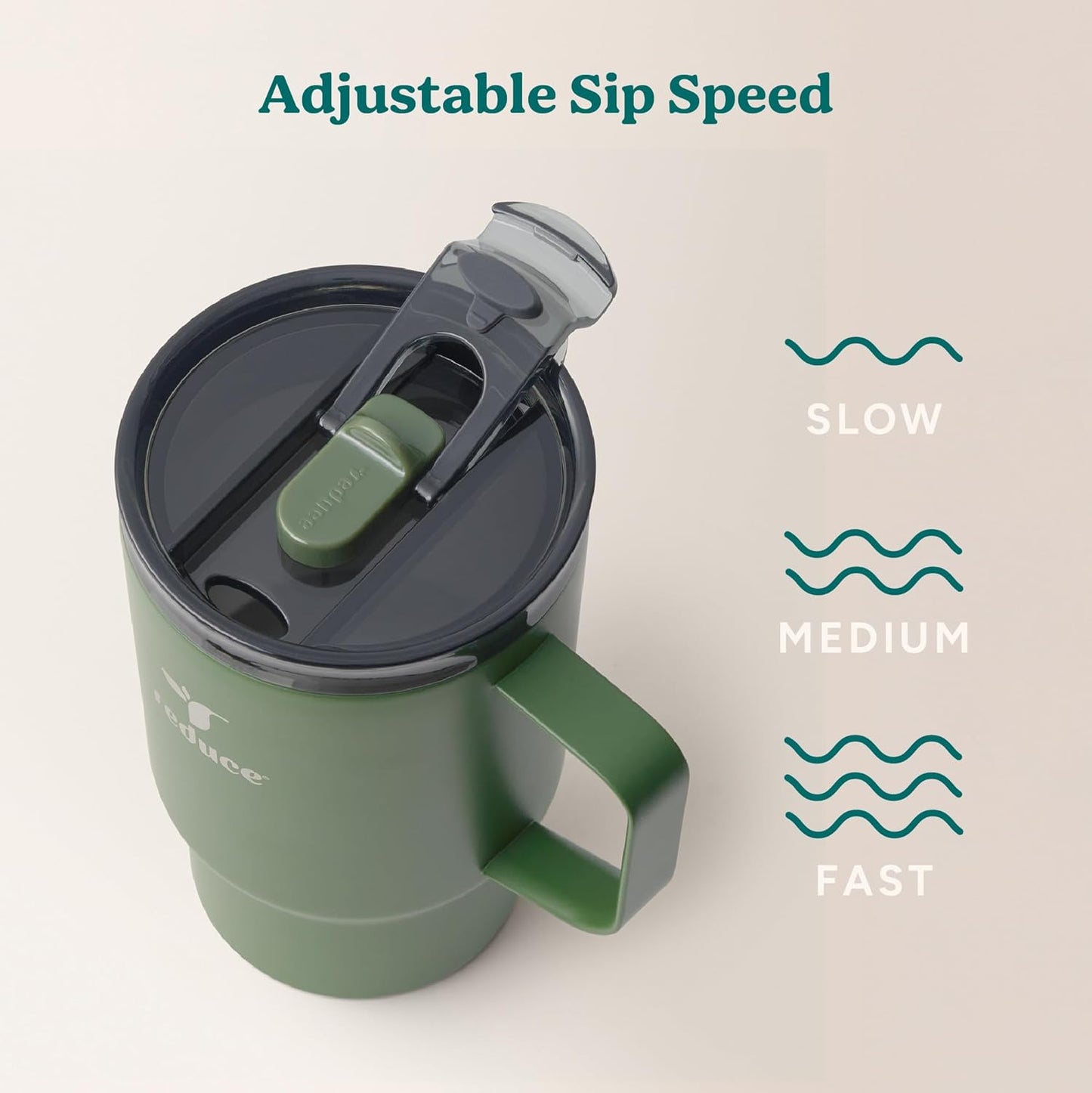 24 oz Hot1 Vacuum Insulated Mug for Hot Tea, Coffee and Other Hot Drinks - With Flo-Motion Lid and Handle, Single-Serve and Cupholder Friendly, Keeps Drinks Hot for up to 8 Hrs, Java