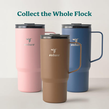 24 oz Hot1 Vacuum Insulated Mug for Hot Tea, Coffee and Other Hot Drinks - With Flo-Motion Lid and Handle, Single-Serve and Cupholder Friendly, Keeps Drinks Hot for up to 8 Hrs, Java