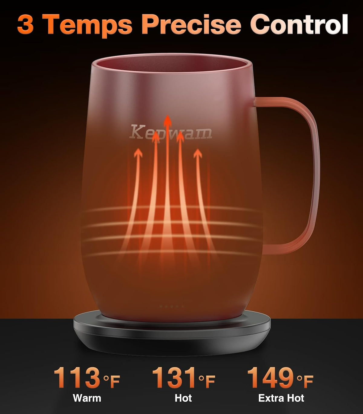 Self-Heating Coffee Mug T2, 16oz Electric Heated Mug Hot Up to 149℉ | No App, 3 Temp Settings to Keep Coffee Warm, Long-Lasting Battery for Office & Home,Auto Shut-Off, Ideal Gift for Men & Women