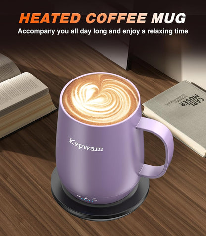 Self-Heating Coffee Mug T2, 16oz Electric Heated Mug Hot Up to 149℉ | No App, 3 Temp Settings to Keep Coffee Warm, Long-Lasting Battery for Office & Home,Auto Shut-Off, Ideal Gift for Men & Women