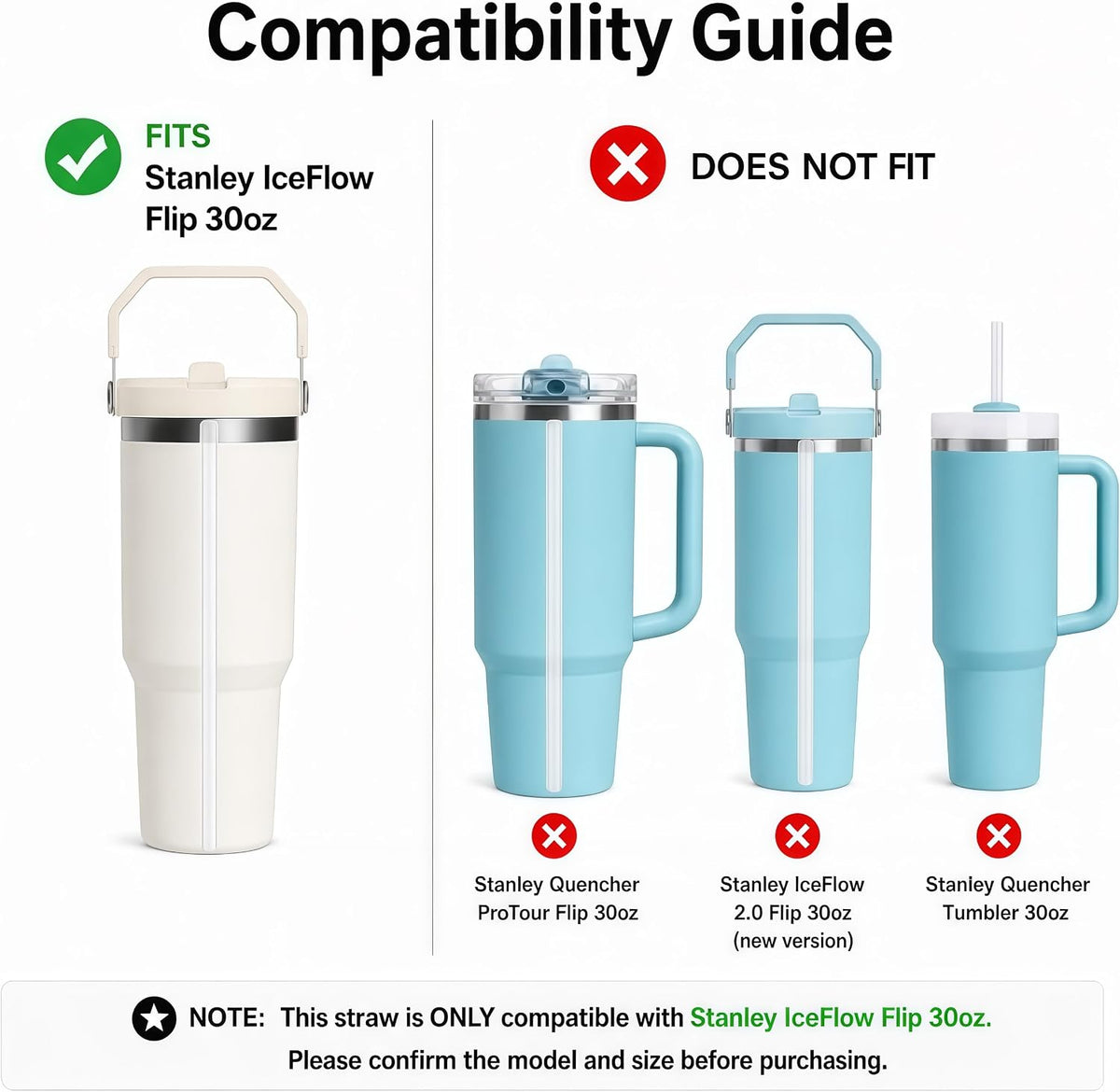 Replacement Straws for Stanley IceFlow Flip 30oz Tumbler Only